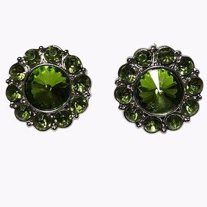 Retro Green Crystal Flower Earrings Boho Chic Elegant Fashion Jewelry Women